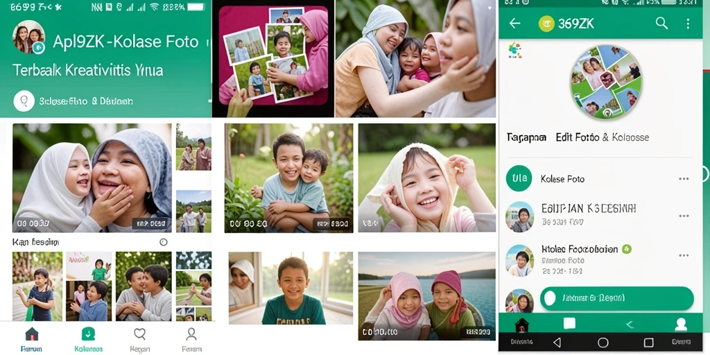Antarmuka aplikasi 369ZK menampilkan fitur Kolase Foto yang menarik dan mudah digunakan.