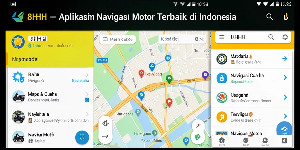 Antarmuka aplikasi Navigasi Motor 8HHH yang intuitif dan mudah digunakan.