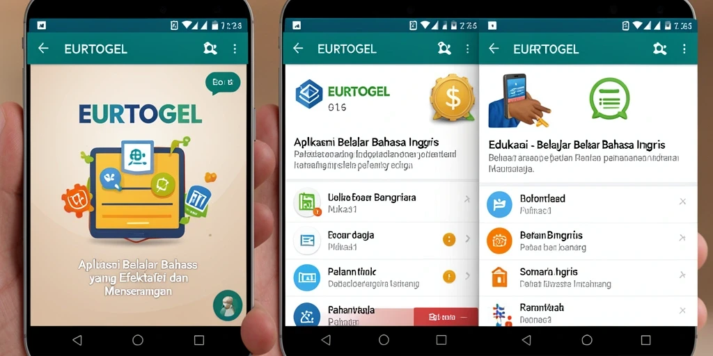 Tampilan antarmuka aplikasi EUROTOGEL untuk belajar bahasa Inggris.