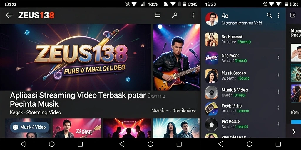 Antarmuka utama ZEUS138 menampilkan fitur Streaming Video yang mudah digunakan.